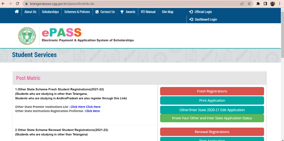 TS ePass Scholarship Scheme